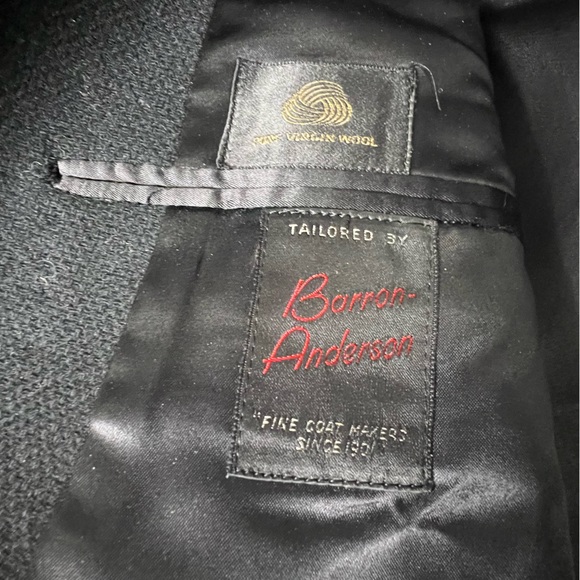VTG Barron Anderson Black 100% Lambs Wool Overcoat - Picture 8 of 9